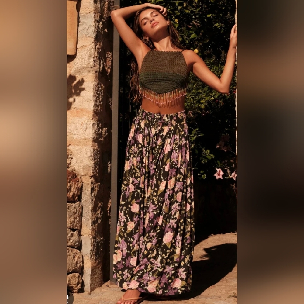 Agua Bendita Black Floral Wide-Leg Pants - Picture 2 of 7